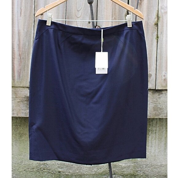 New w/Tags - sz 12 - BOSS Hugo Boss Venina Tailored Pencil Skirt in Navy Fantasy - Picture 1 of 14